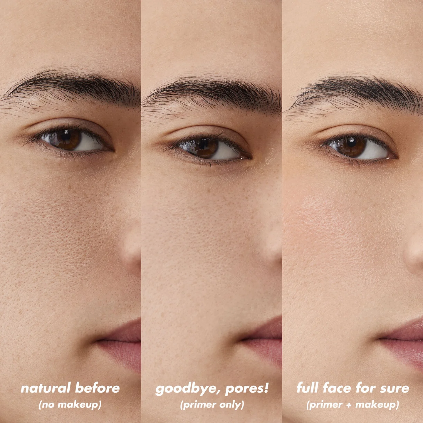 Before and after using Poreless Putty Primer