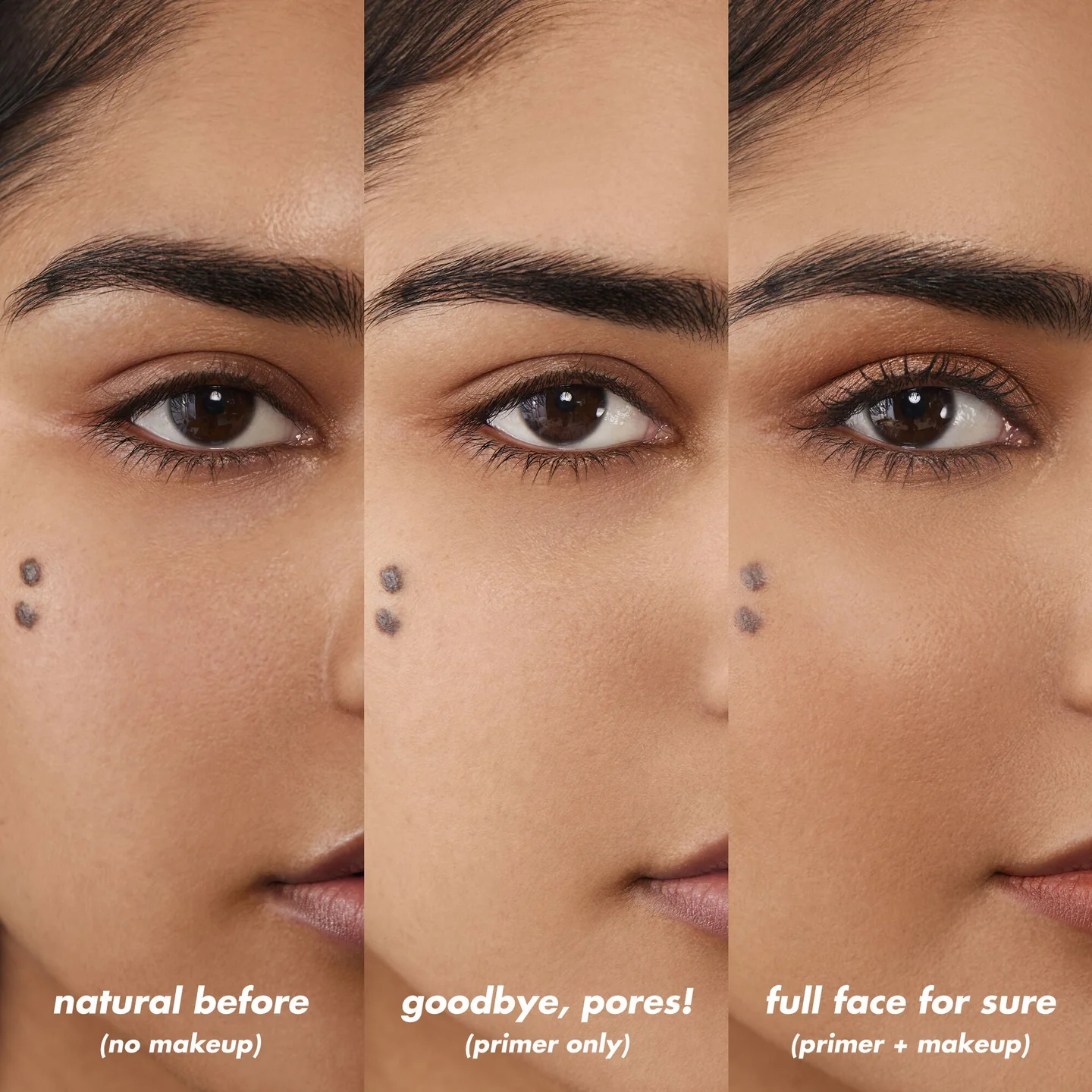 Before and after using Poreless Putty Primer